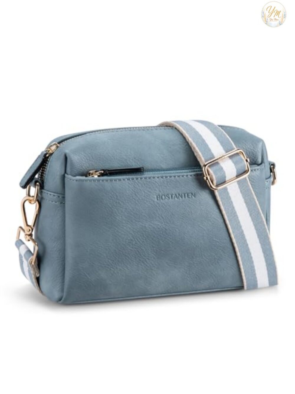 Small Vegan Leather Crossbody Bag with Multi Pockets Wide Strap
